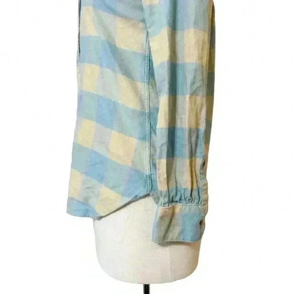 Faherty Women's Blue & Brown Plaid Button Up Shirt Organic Cotton Extra Small XS - Picture 6 of 12